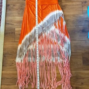 Orange and tan maxi skirt